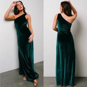 Baltic Born Tatiana Velvet One Shoulder Maxi Dress - Emerald